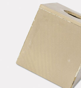 Home Deco and More Quadro Polished Marble Tissue Box, White, Packshot View