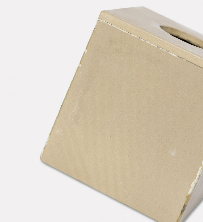 Home Deco and More Quadro Polished Marble Tissue Box, White, Packshot View