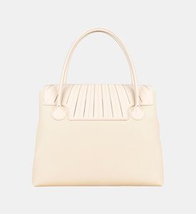 Camille Fournet Signature Calf Leather Pleated Flap Tote Bag, Cream, Packshot View