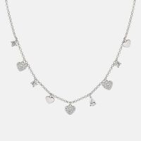 Lucentissima Dangling Hearts Silver Necklace