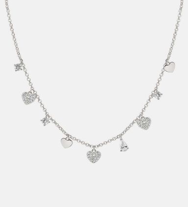 Lucentissima Dangling Hearts Silver Necklace