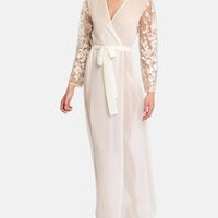 Long-sleeve V-neck Floral Detail Cover-up