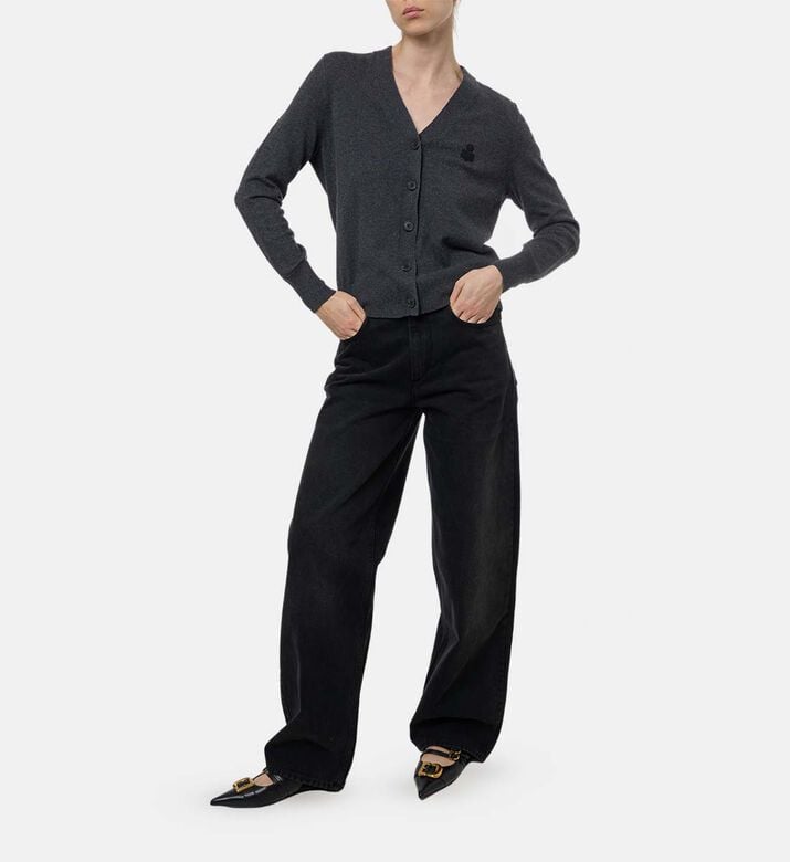 Button Closure V-neck Cardigan