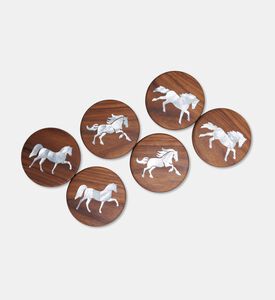 Darmisak Oriental Horse 6-piece Coaster, Packshot View