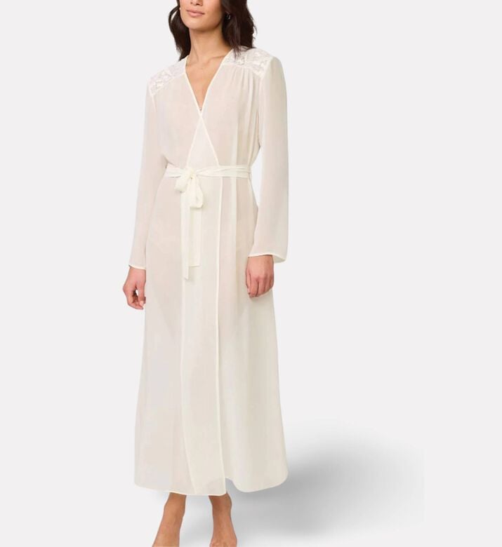 Rya Lace-shoulder Long Robe, Model View