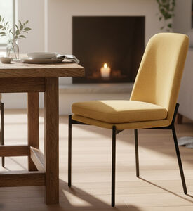 Home Deco and More Sky Plywood Steel Dining Chair, Mustard, Packshot View