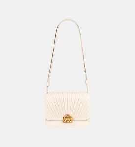 Camille Fournet Signature Calf Leather Pleated Bag, Cream, Packshot View
