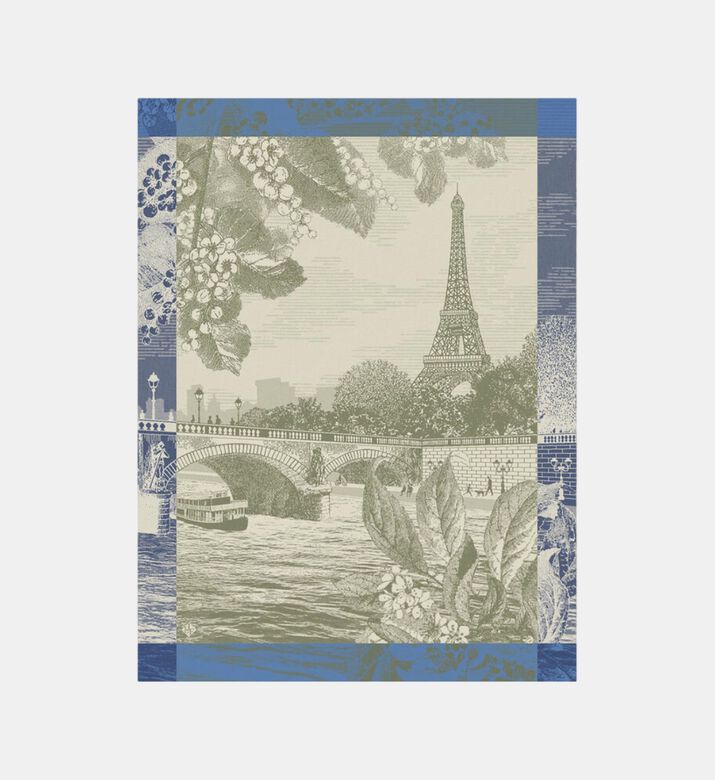 Jacquard Paris Sur Seine Cotton Tea Towel, Green, Packshot View