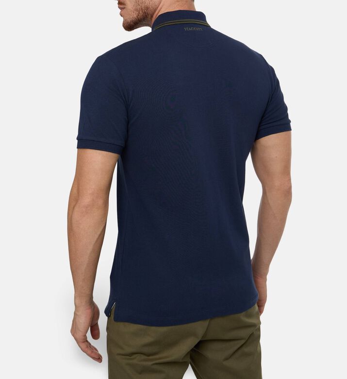 Hackett London Button Placket Short-sleeve Polo, Navy, Xl, Model View