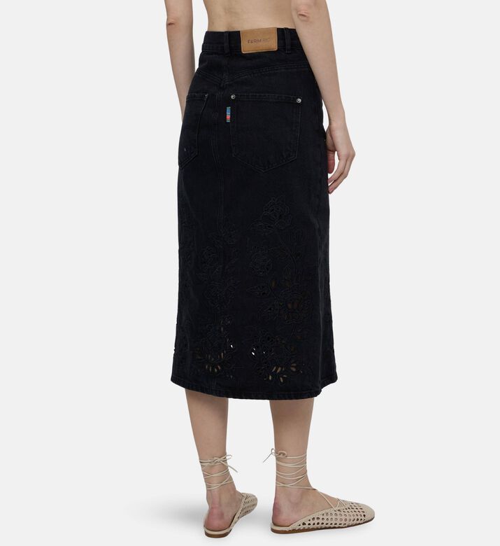 Farm Rio Richelieu Denim Midi Skirt, Model View