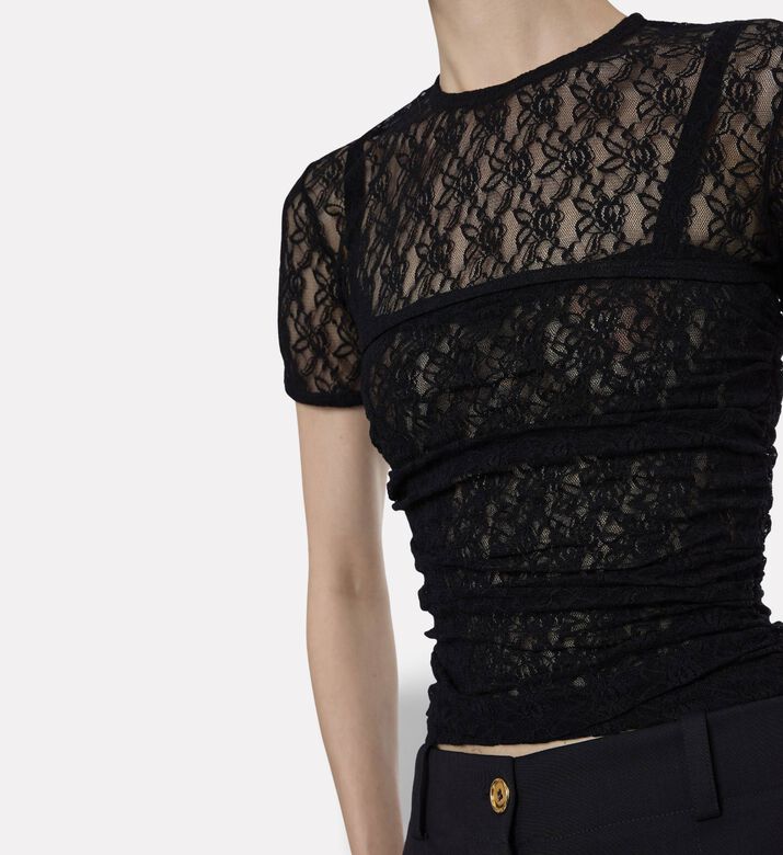 Patou Lace See-through Cut-out Top, Model View
