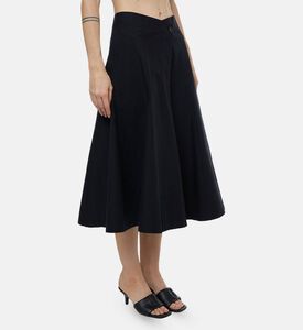 Dawei Asymmetric Buttoned Flared Skirt, Model View