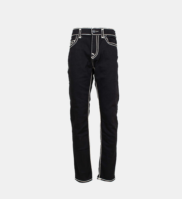 Contrasted Lines 5-pockets Denim Pants