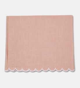 Home Deco and More Adelina Scalloped Design Table Runner, Pink, Packshot View
