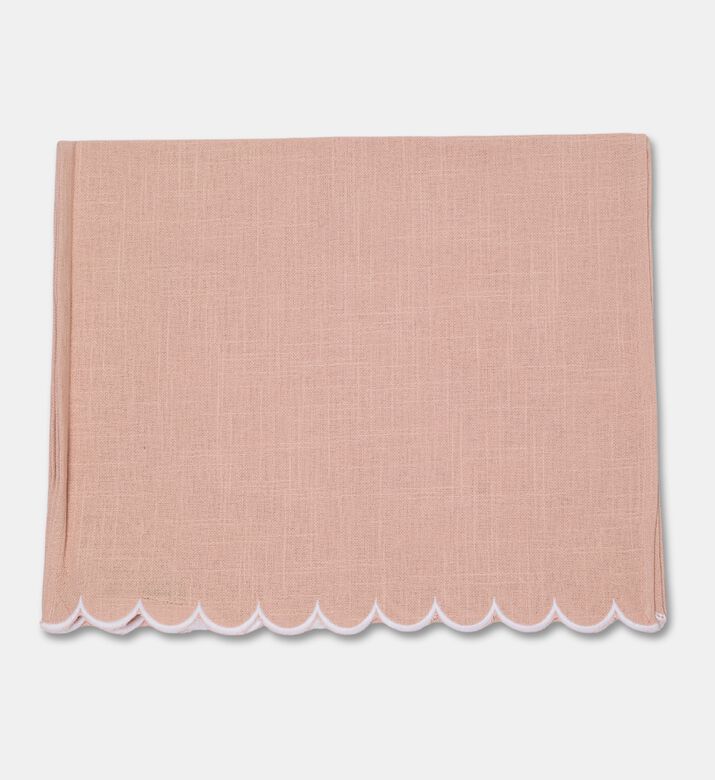 Home Deco and More Adelina Scalloped Design Table Runner, Pink, Packshot View