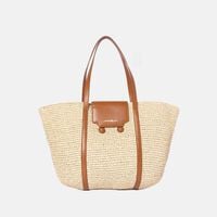 Woven Top Handle Spacious Tote Bag