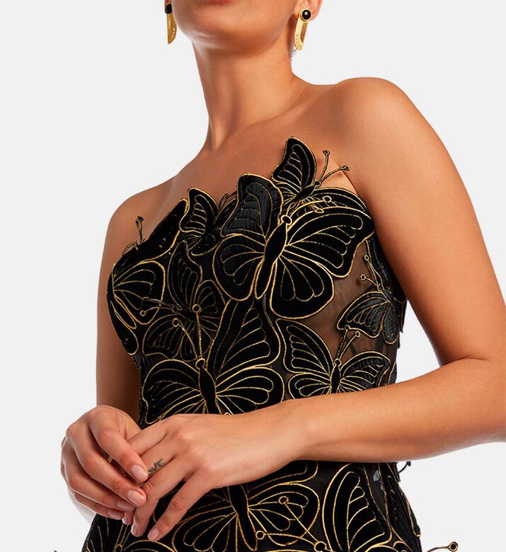 كورسيه بتطريزات فراشات لامعة