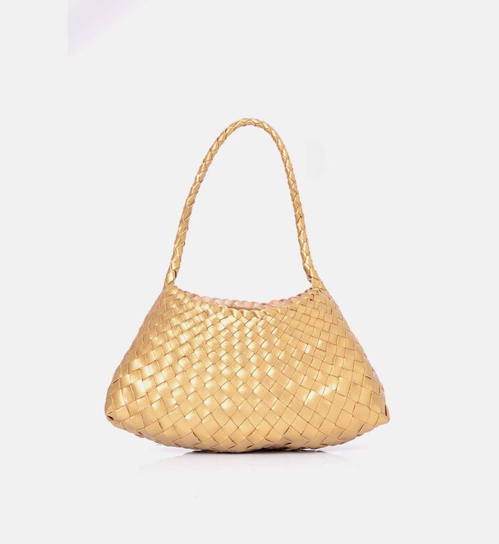 Dragon Diffusion Rosanna Woven Leather Baguette Bag, Gold, Packshot View Dragon Diffusion Rosanna Woven Leather Baguette Bag, Gold, Packshot View