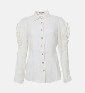 Savanna Tilda Linen Draped Sleeve Shirt Jacket, Packshot View