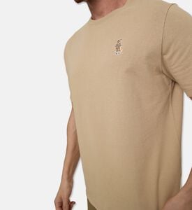 Maison Kitsune Embroidered Patch Straight-cut T-shirt, Beige, Xl, Model View