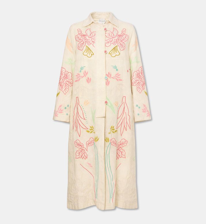 Forte-Forte Floral-embroidery Button Closure Coat, Packshot View