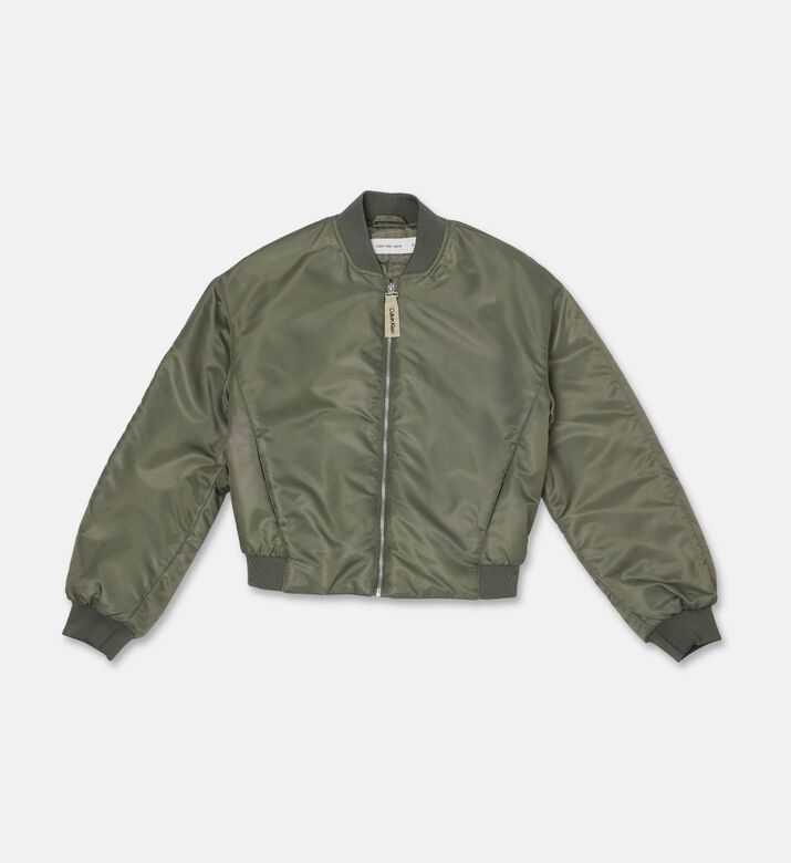 Calvin Klein Satin Boxy Bomber Jacket, Olive, 14y, Packshot View