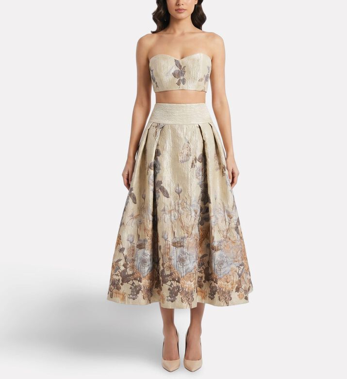 Savanna Brocade Floral Bralette, Grey, L, Model View
