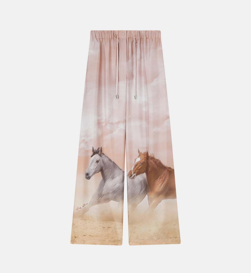 Horse-print Wide-leg Pants