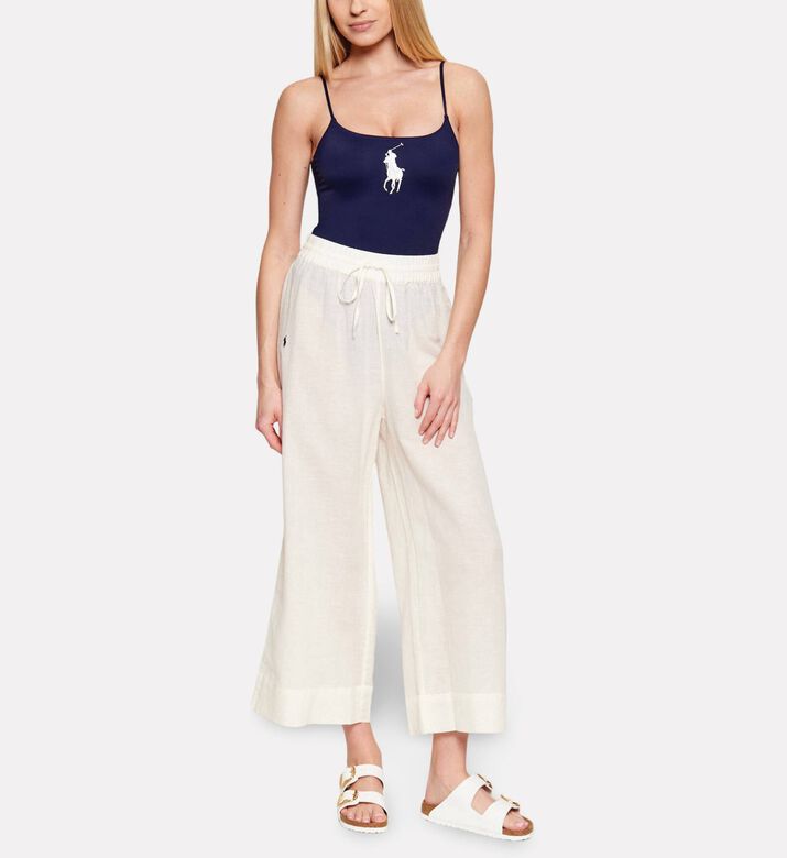 Polo by Ralph Lauren Wide-leg Cover-up Pants, White, L, Model View
