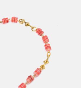 سلسال بحجر القمر مطلي بذهب مرجاني