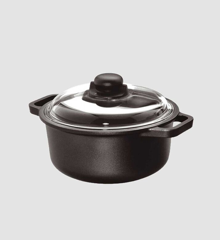 Risoli Granito Lidded Saucepan, Black, 20-cm, Packshot View