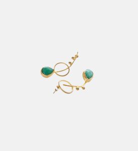 Curvy Gold-plated Jade Stones Earrings