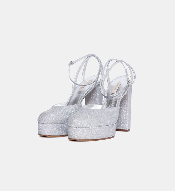 Shimmering Glitter Chunky Heel