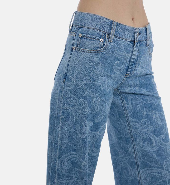 Paisley Pattern Wide-leg Jeans