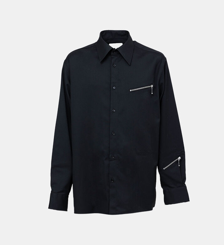 Long-sleeved Cotton Shirt With Zipped Pocket