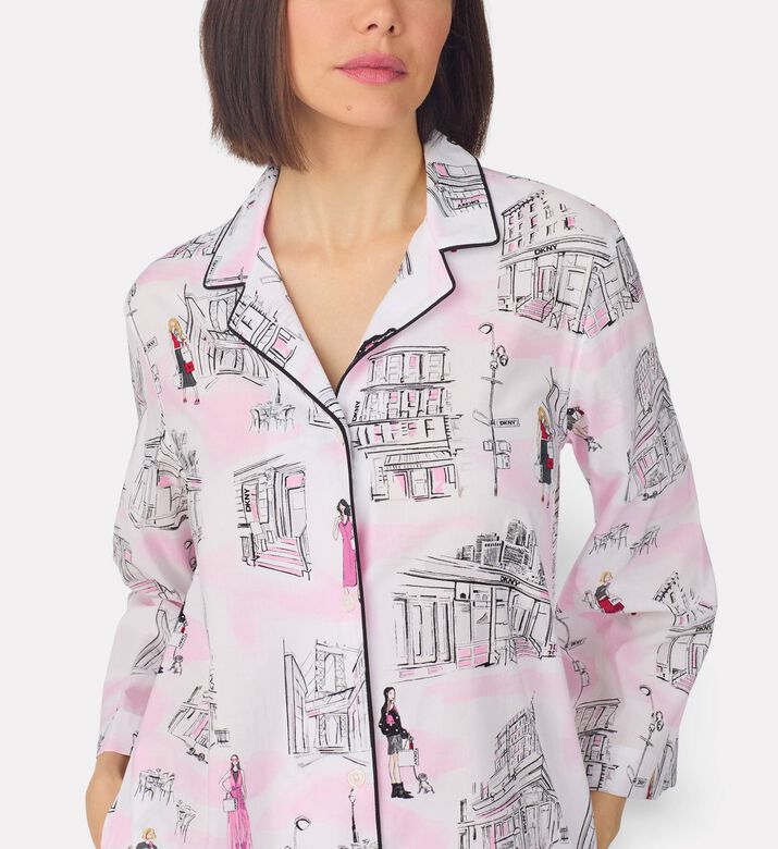 DKNY Cotton-blend Contrast Trim Mini Sleepshirt, Model View