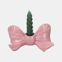 Candle Stick Bow Stoneware Pink