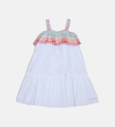 Embroidered Logo Zigzag Poplin Dress