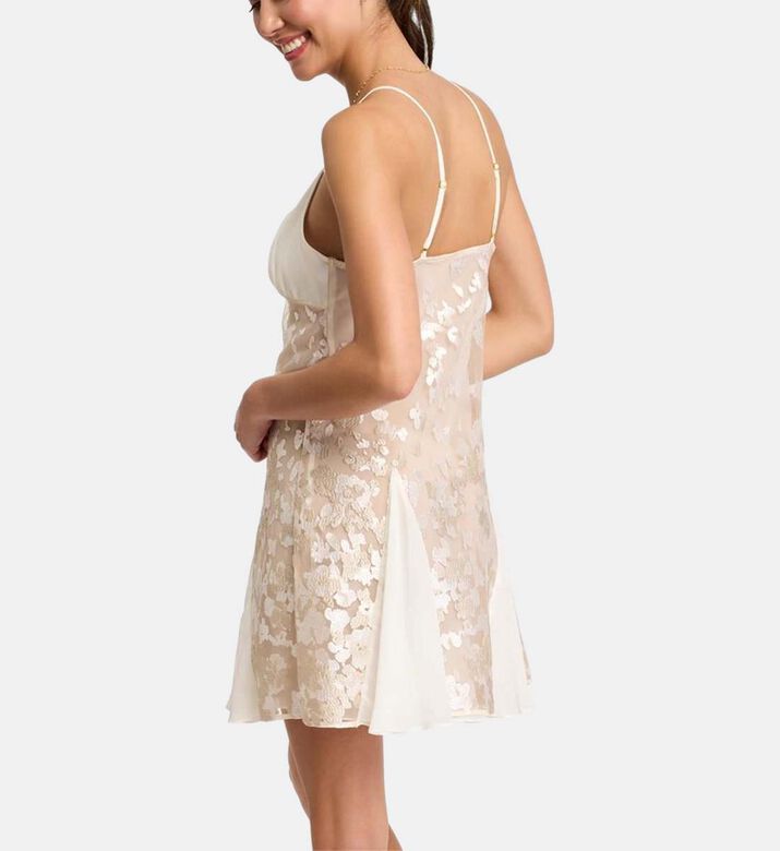 Pleated Floral Embellishment Mini Dress