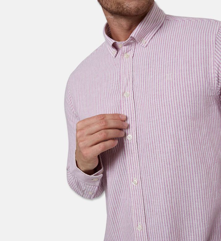 Les Deux Stripe-print Button Closure Shirt, Pink, M, Model View