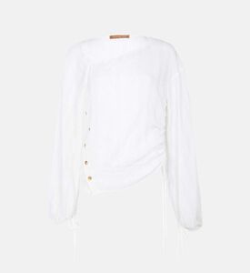 بلوزة قطنية مزينة بأزرار