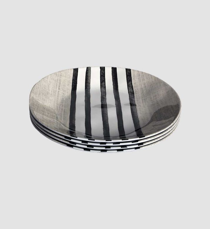 Melamine Striped Plate 4-piece Set