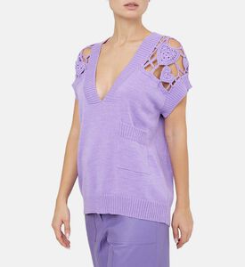 Wool Lace-details V-neck Vest