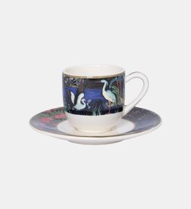 طقم صحون أكواب بورسلين بطباعة غريبة