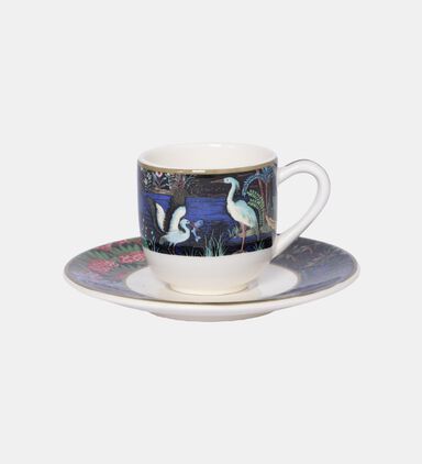 Porcelain Exotic Print Cup Saucer Set