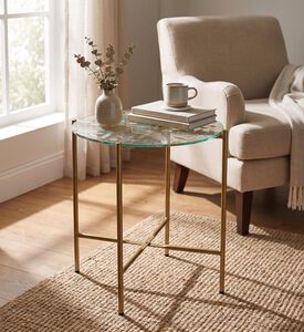 Home Deco and More Knock-down Stand Round-top Table, Clear, 39-cm, Packshot View