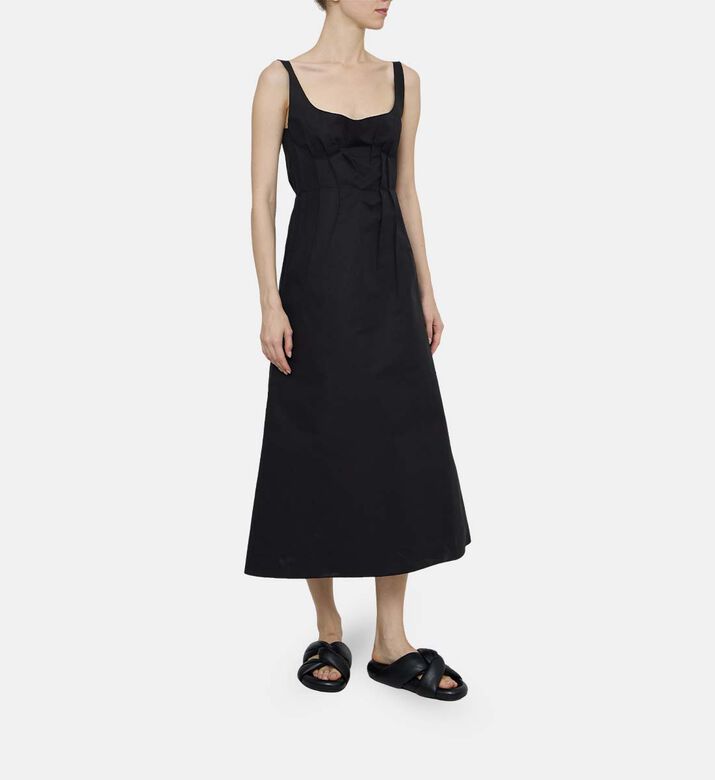 Cotton Poplin Trapeze Midi Dress