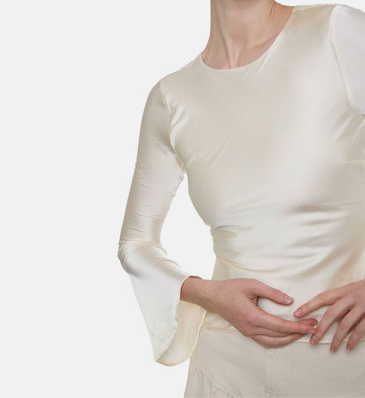 Ganni Wide Long-sleeve Blouse, Model View Ganni Wide Long-sleeve Blouse, Model View