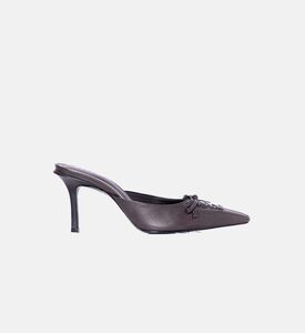 حذاء مفتوح من الخلف بكعب عالٍ جلد بمقدمة مدببة