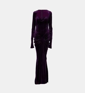 Zeena Zaki Sculptural Velvet Ruched Evening Gown, Packshot View
